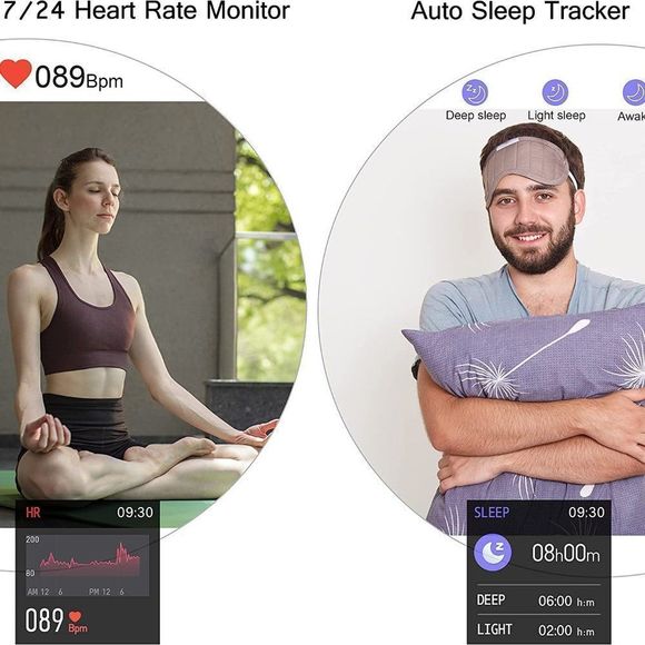 Popglory Smart Watch - 1.4" Full Touch Screen, Black - Picture 8 of 10